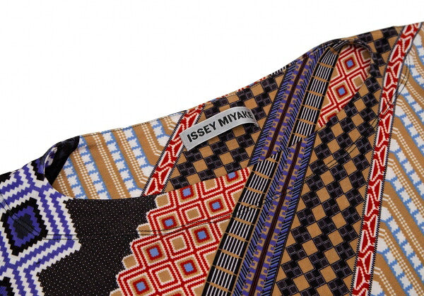 ISSEY MIYAKE 17SS Stretch Geometric Print Tunic Multi Blouse Size 2