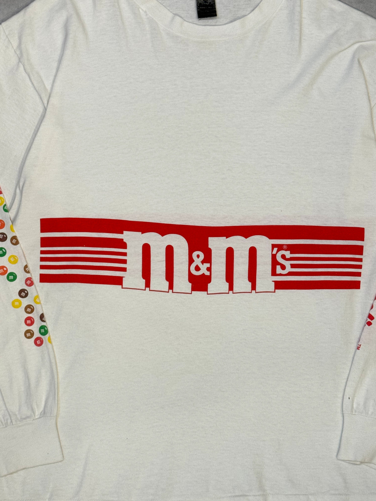 M&Ms 80s White Cotton Long Sleeve T-Shirt Size XL