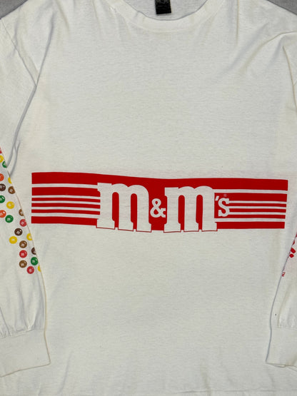 M&Ms 80s White Cotton Long Sleeve T-Shirt Size XL