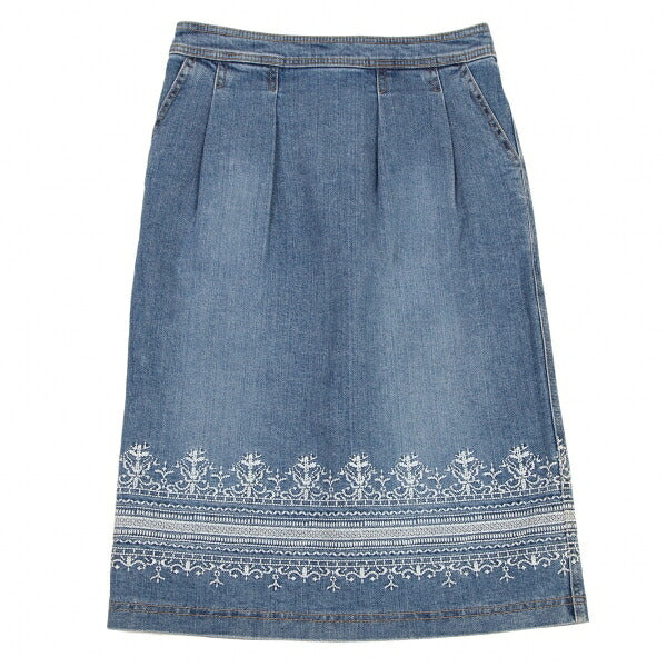 yoshie inaba Denim Lace Embroidered Light Indigo Skirt Size 9