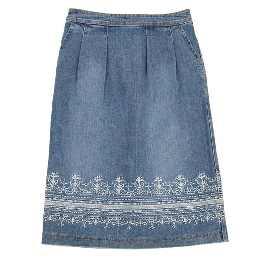 yoshie inaba Denim Lace Embroidered Light Indigo Skirt Size 9