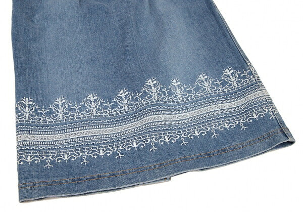 yoshie inaba Denim Lace Embroidered Light Indigo Skirt Size 9