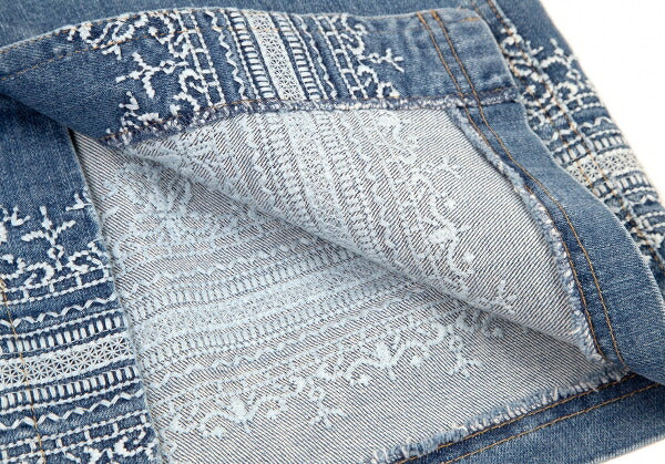 yoshie inaba Denim Lace Embroidered Light Indigo Skirt Size 9
