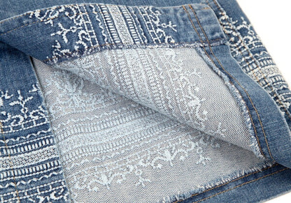 yoshie inaba Denim Lace Embroidered Light Indigo Skirt Size 9