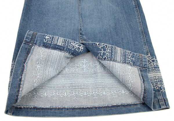 yoshie inaba Denim Lace Embroidered Light Indigo Skirt Size 9