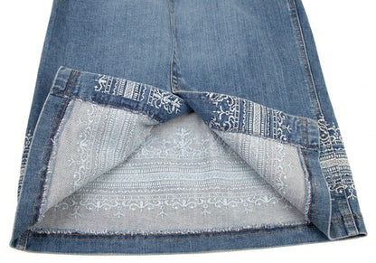 yoshie inaba Denim Lace Embroidered Light Indigo Skirt Size 9