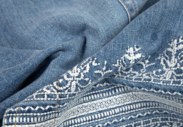 yoshie inaba Denim Lace Embroidered Light Indigo Skirt Size 9