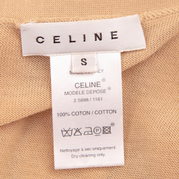 CELINE Cotton Ribbon Design V-Neck Salmon Pink Cardigan Size S