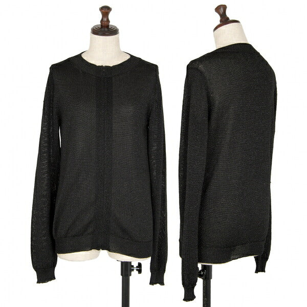 Y's Rayon Blend Lame Knit Zip Jacket Black Size 3