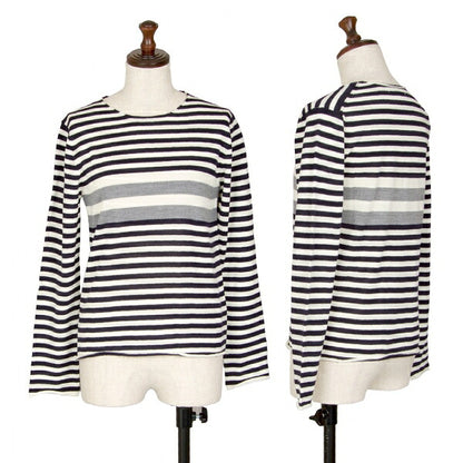 COMME des GARCONS Wool Border Panel Knit Sweater Blue Size S
