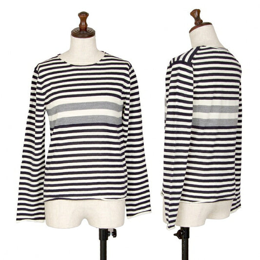COMME des GARCONS Wool Border Panel Knit Sweater Blue Size S