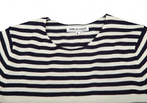 COMME des GARCONS Wool Border Panel Knit Sweater Blue Size S