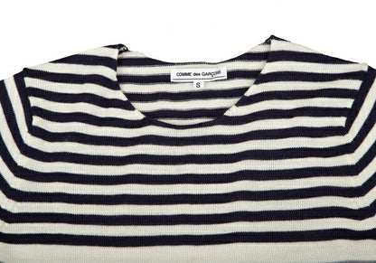 COMME des GARCONS Wool Border Panel Knit Sweater Blue Size S