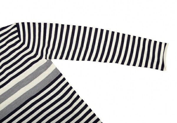 COMME des GARCONS Wool Border Panel Knit Sweater Blue Size S