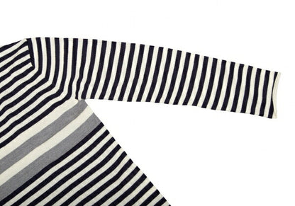 COMME des GARCONS Wool Border Panel Knit Sweater Blue Size S