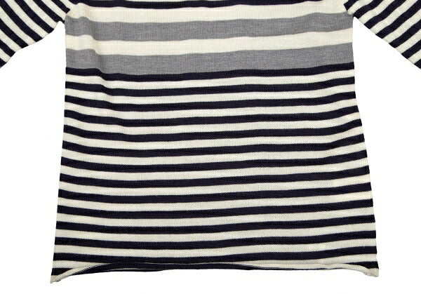 COMME des GARCONS Wool Border Panel Knit Sweater Blue Size S