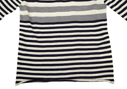 COMME des GARCONS Wool Border Panel Knit Sweater Blue Size S
