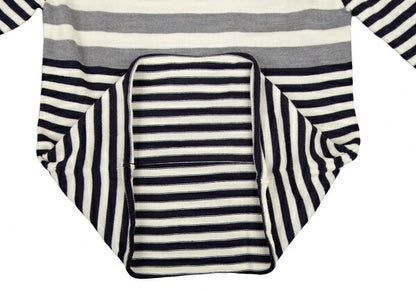 COMME des GARCONS Wool Border Panel Knit Sweater Blue Size S