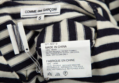 COMME des GARCONS Wool Border Panel Knit Sweater Blue Size S