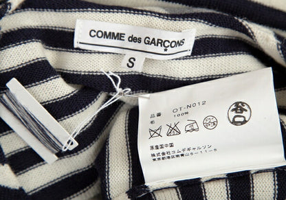COMME des GARCONS Wool Border Panel Knit Sweater Blue Size S