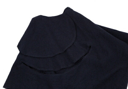 COMME des GARCONS Wool Crushed Drape Skirt Navy Size S