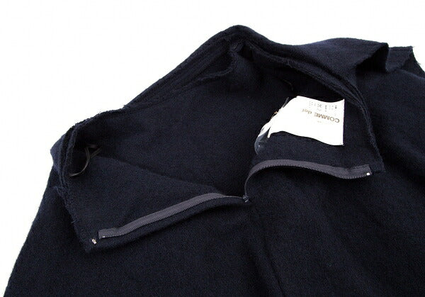 COMME des GARCONS Wool Crushed Drape Skirt Navy Size S