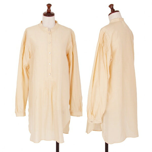 Max Mara Cotton Silk Pleated Patchwork Blouse Beige Size 38