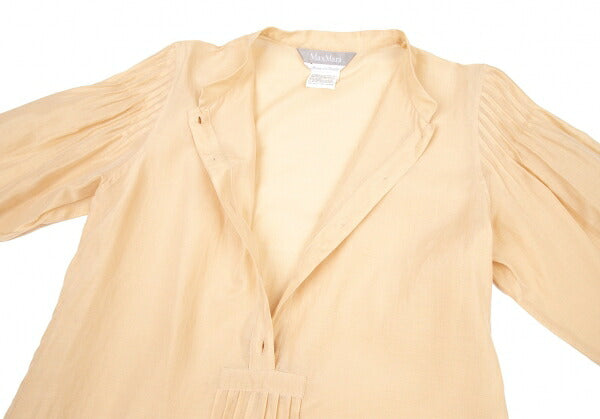 Max Mara Cotton Silk Pleated Patchwork Blouse Beige Size 38