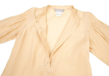 Max Mara Cotton Silk Pleated Patchwork Blouse Beige Size 38