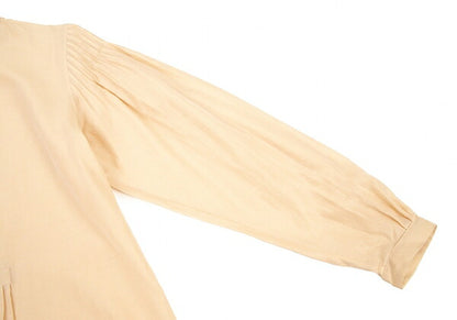 Max Mara Cotton Silk Pleated Patchwork Blouse Beige Size 38