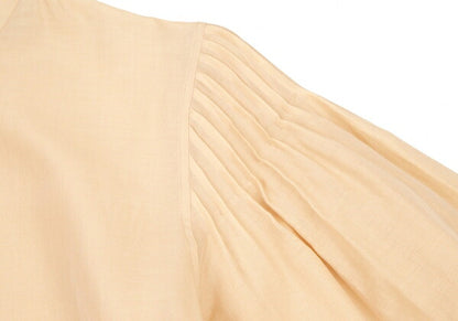 Max Mara Cotton Silk Pleated Patchwork Blouse Beige Size 38