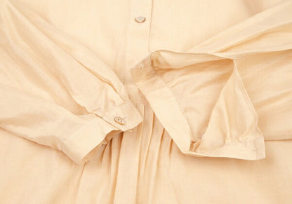 Max Mara Cotton Silk Pleated Patchwork Blouse Beige Size 38