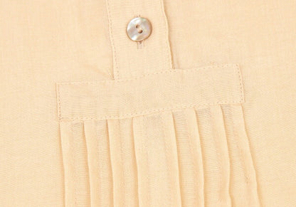 Max Mara Cotton Silk Pleated Patchwork Blouse Beige Size 38