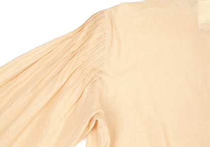 Max Mara Cotton Silk Pleated Patchwork Blouse Beige Size 38