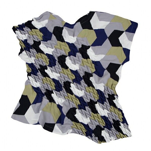 ISSEY MIYAKE Arrow Feather Embossed Blouse Multi Size M