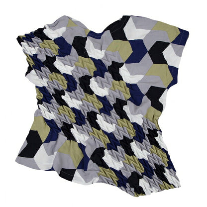 ISSEY MIYAKE Arrow Feather Embossed Blouse Multi Size M
