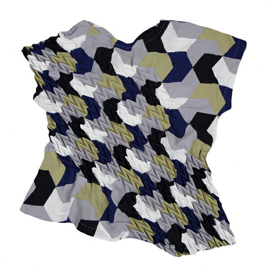 ISSEY MIYAKE Arrow Feather Embossed Blouse Multi Size M