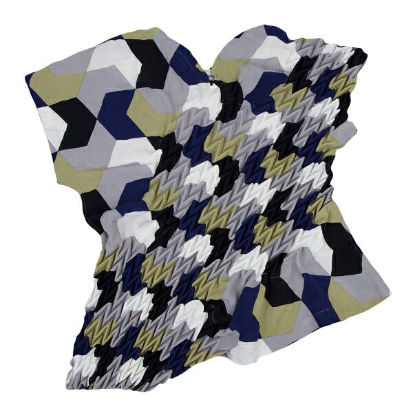 ISSEY MIYAKE Arrow Feather Embossed Blouse Multi Size M