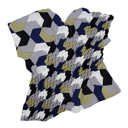 ISSEY MIYAKE Arrow Feather Embossed Blouse Multi Size M