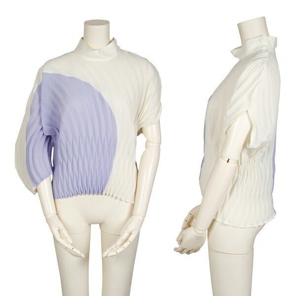 ISSEY MIYAKE FRONDS Hand Pleated Blouse White Size M