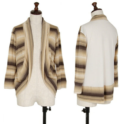 ISSEY MIYAKE HaaT Stretch Border Cardigan Brown Size 2