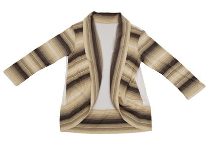 ISSEY MIYAKE HaaT Stretch Border Cardigan Brown Size 2