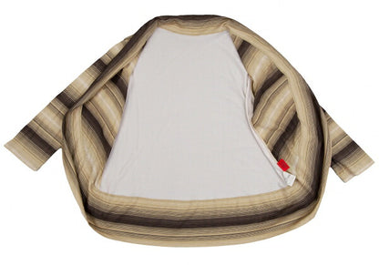 ISSEY MIYAKE HaaT Stretch Border Cardigan Brown Size 2