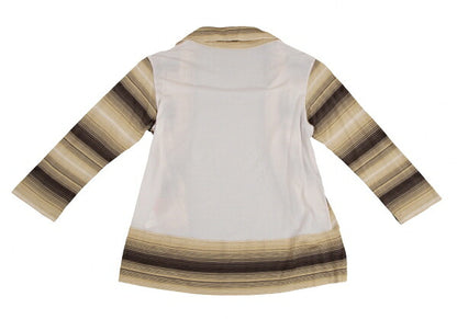 ISSEY MIYAKE HaaT Stretch Border Cardigan Brown Size 2