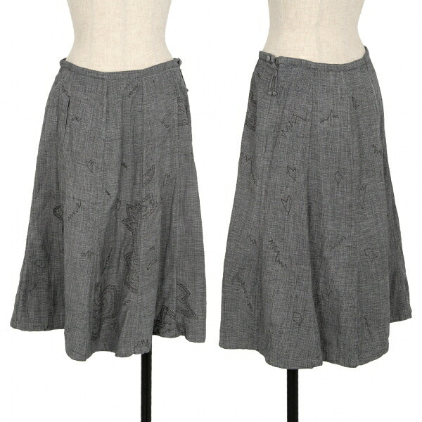 ISSEY MIYAKE HaaT Cotton Embroidered Panel Skirt Blue Size 3