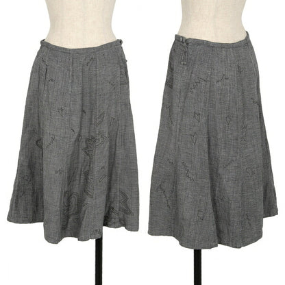 ISSEY MIYAKE HaaT Cotton Embroidered Panel Skirt Blue Size 3