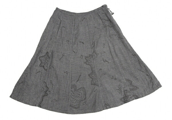 ISSEY MIYAKE HaaT Cotton Embroidered Panel Skirt Blue Size 3