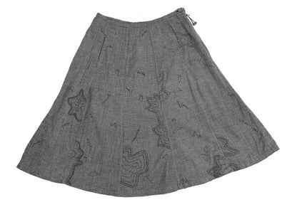 ISSEY MIYAKE HaaT Cotton Embroidered Panel Skirt Blue Size 3