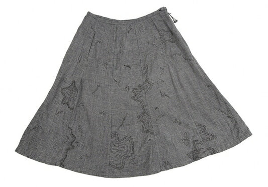 ISSEY MIYAKE HaaT Cotton Embroidered Panel Skirt Blue Size 3