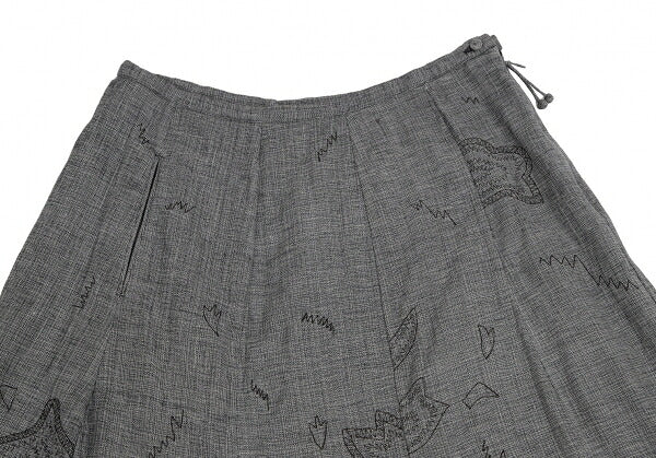 ISSEY MIYAKE HaaT Cotton Embroidered Panel Skirt Blue Size 3